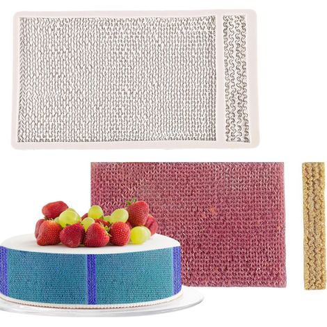 Tapis en Silicone pour Décoration de Gâteaux, Texture Tissu Épais et Fin, Moule à Fondant