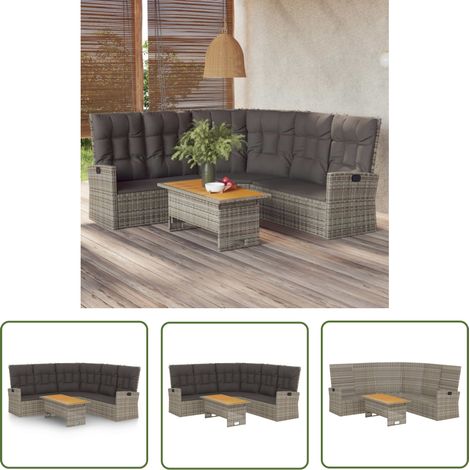 The Living Store 2-tlg. Garten-Lounge-Set mit Kissen Grau Poly Rattan - Gartenmöbel - Loungesessel - Outdoor Möbel - Rattan Sessel - Esstisch Set (1/5)
