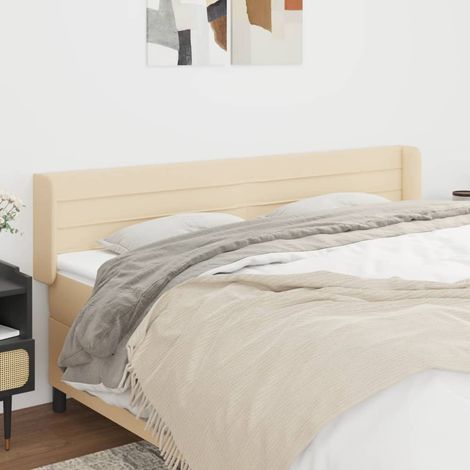 Kopfteil,Betthaupt mit Ohren Creme 203x16x78/88 cm Stoff vidaXL91656 (1/5)