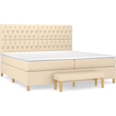 Maison Exclusive - Giroletto a Molle con Materasso Crema 200x200 cm in Tessuto