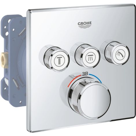 Grohe - Grotherm Smartcontrol Mezclador de ducha de 3 vías con cuerpo empotrado Rapido Smartbox