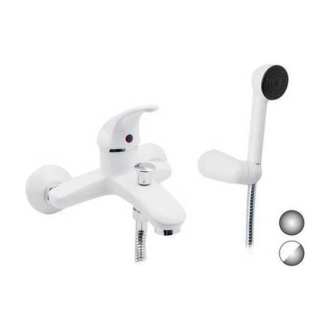 MITIGEUR MONOCOMMANDE POUR BAIGNOIRE DUPLEX AVEC POMMEAU DE DOUCHE ANTICALCAIRE SÉRIE MARZIA Dimensions : Chrome