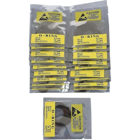950-teiliges Reparaturset mit O-Ring-Dichtungen (0,5 mm) für Uhrengehäuse, Größen 12 mm–30 mm