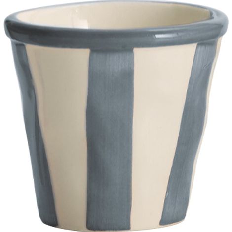 Zafferano Set 6 Bicchierini Collezione Lido modello Righe in ceramica artigianale lavorata a mano colore Grigio per caffè e dessert Made in Italy