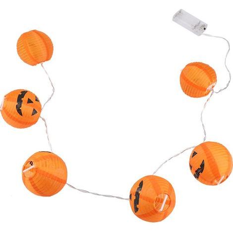 Guirlande lumineuse citrouille d'Halloween à piles, 6 LED, 1 m de corde, lampe lanterne décorative (1/5)