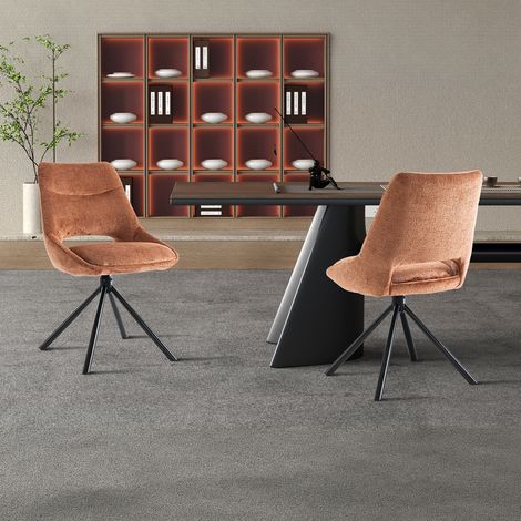 Lot de 2 chaises 53x60x85 cm en tissu rouille - ROSTAND (1/5)