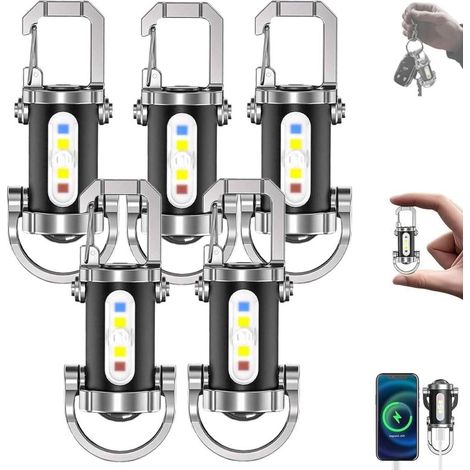 Lampe porte-clés multifonction, autonomie longue, 2 batteries rechargeables, USB-C (lot de 5) (1/5)