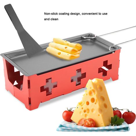 Set Raclette à Fromage Portable avec Plaque de Cuisson Antiadhésive, Lot de 6 Piques, Outil de Grill pour Cuisine et Four, Poêle à Raclette pour Gazinière, Idéal pour Repas Conviviaux (1/5)
