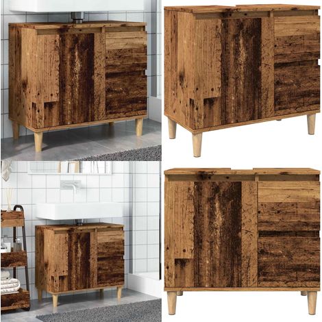 vidaXL Waschbeckenunterschrank Altholz-Optik 65x33x60 cm Holzwerkstoff (1/5)