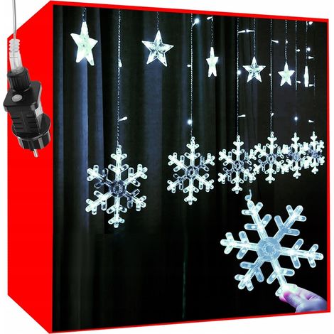 Lichtervorhang mit LED-Lichtern - Schneeflocken und Sterne (1/5)
