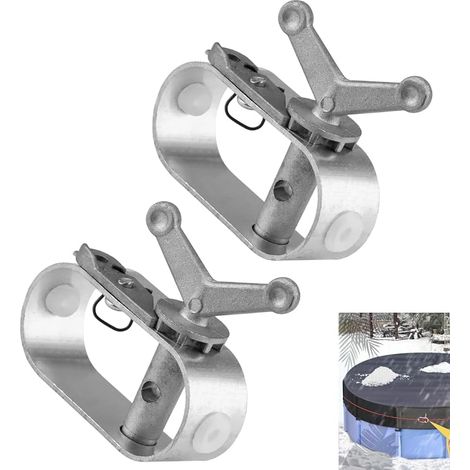 2 x Tensioners for Pool Tarpaulin, Heavy Duty and Anti-Rust Aluminium Alloy, Universal Rope Tensioner for Cover, Protective Tarpaulin, Awnings and Clothesline (1/5)