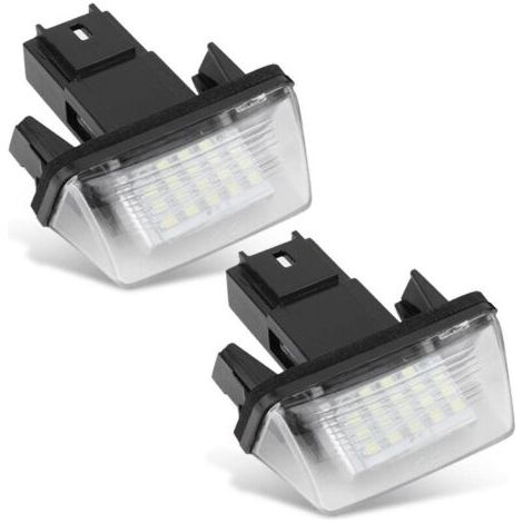 Lot de 2 feux de plaque d'immatriculation gauche et droit 18 LED pour C3 2002-2009 / BERLINGO / 306 307 406 5008 (1/4)