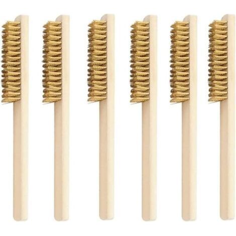 ALLIANDIS6 Pcs Brosse Laiton, Jeu de Brosses Métalliques, Brosse Métallique avec Poils en laiton, Brosses Métalliques Laiton, pour nettoyer les taches de sueur, la rouille et le nettoyage en profondeu (1/4)
