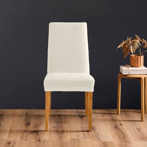Housse de chaise extensible bouclette Naturel 50x65x55 cm (1/2)