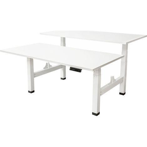 Bureau double électrique 140x80cm - 2 moteur double - Blanc