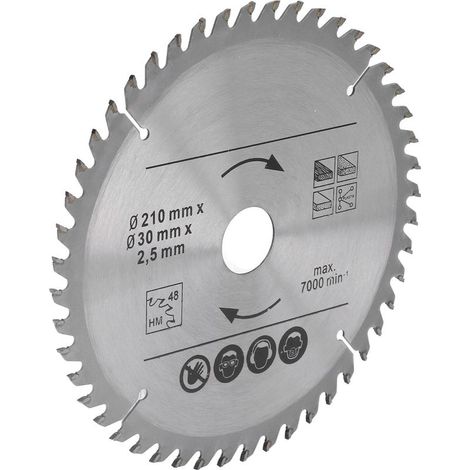 Lame de scie circulaire 210 mm carbure universelle pour bois, plastique et matériaux composites. (1/5)