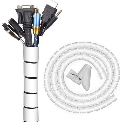 Kabelmanagementsystem, 22 mm 3M Spiralkabelbinder, flexibler Kabelschutz zum Selbermachen für PC, TV und Zuhause (∅0,87") (1/4)