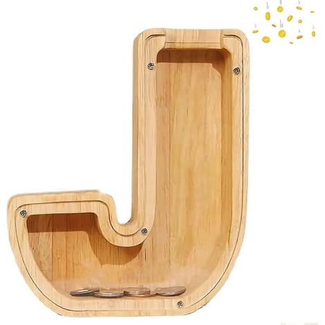 Boîte à lettres A-Z, tirelire, boîte à pièces en bois, 26 boîtes à économies créatives à faire soi-même pour enfants et adultes avec noms (j) (1/5)