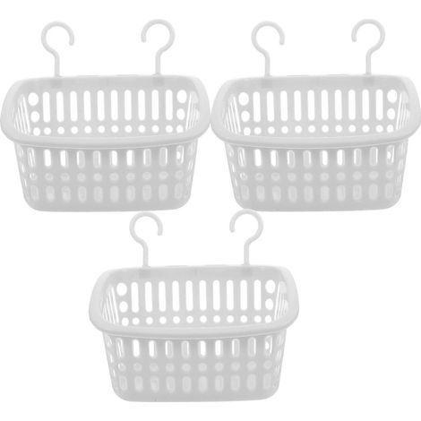 Lot de 3 paniers suspendus en plastique pour douche, rangement de cuisine avec crochets, organisateur de rangement (1/4)