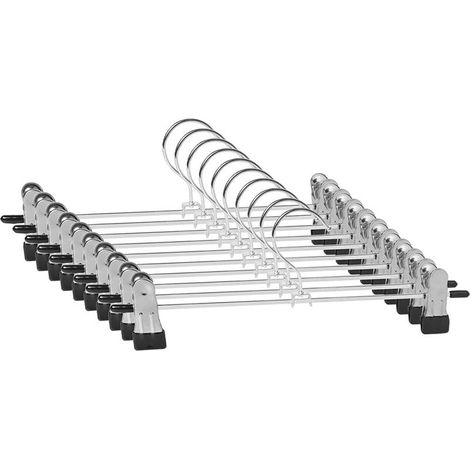 10 Pack Metal Trouser Hangers,Clip Hanger,Pants Hangers,Trouser Rack with Adjustable Chrome Clips,Metal Hangers,Anti-Wrinkle Skirt Hangers,Space Saving Hangers (1/5)