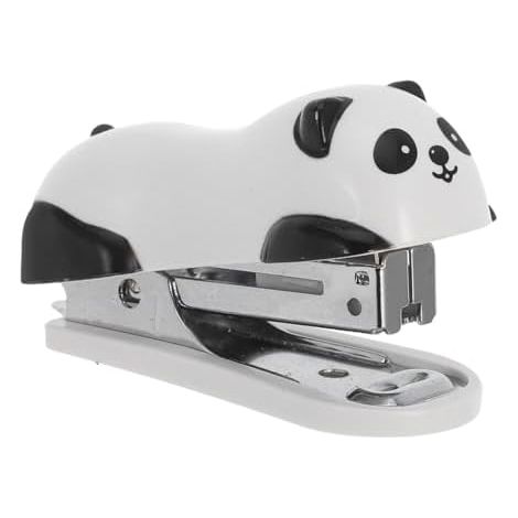 Agrafeuse Mini Panda NUOLUX, agrafeuse de bureau compacte pour l'école et le bureau, agrafeuse en plastique mignonne pour enfants, trousse, notes et documents, blanche (1/5)