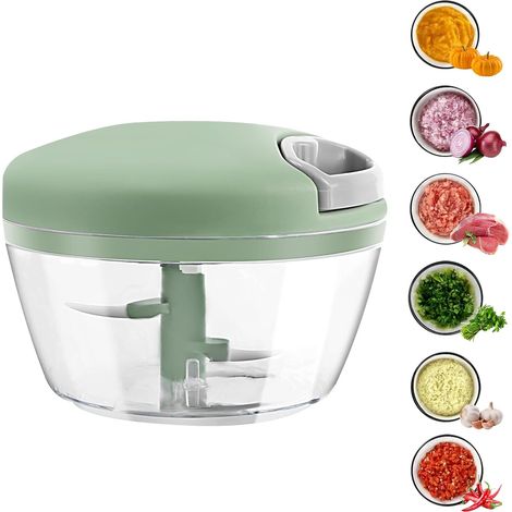 Mini Hachoir Manuel Cuisine,Hachoir Manuel 500ML,Coupe Oignon Manuel avec Acier Inoxydable 3 Lames,Facile à Nettoyer, Sans BPA (1/5)