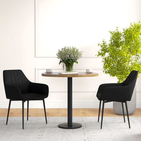 Ensemble de 2 chaises de salle à manger, chaises d'appoint en lin noir avec pieds en métal pour table de cuisine (1/5)