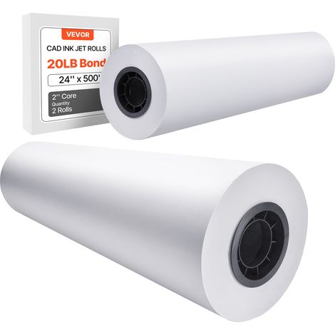 Großformatpapier Plotterpapier 152,4 m x 61 cm 2 Rollen CAD-Bond-Rollen mit 76,2 mm Kern, Zeichenrollen für CAD-Zeichnungen, technische Pläne, GIS-Karten und Architekturentwürfe Weiß (1/5)