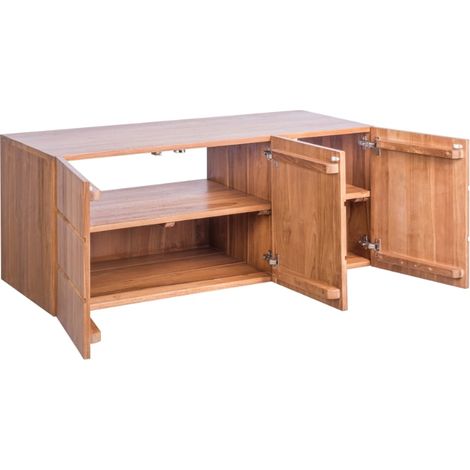 Meuble vasque suspendu teck massif 3 portes 120cm BASIC - 120x50x50 cm - Kayu Meuble (1/4)