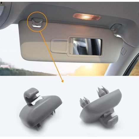 Clips de fixation pour pare-soleil de voiture, 2 pièces, gris, pour pare-soleil et crochets intérieurs (1/5)
