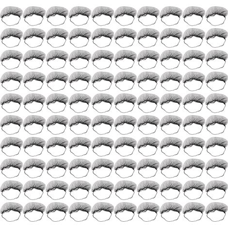 100 Protections Barbe Jetables en Nylon Élastique Respirant Sans Latex Filets Noirs (1/5)