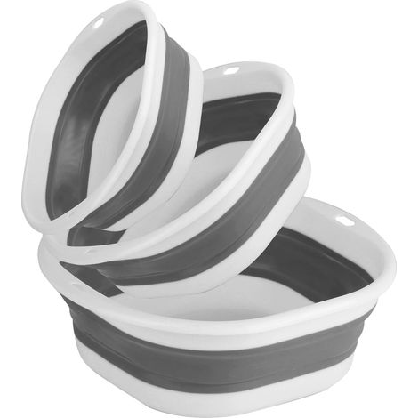 Lot de 3 Bacs à vaisselle pliables, PP et TPR, 3 tailles, évier portable, cuisine et camping (1/5)