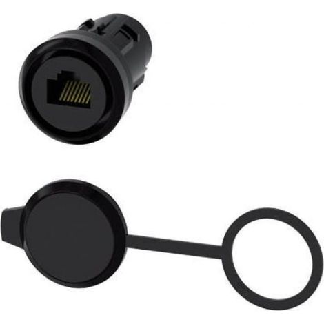 RJ45 Cat.6-Buchse für 22-mm-Bohrung, Kunststoff, mit IP65-Stecker, Sirius ACT 3SU1900-0GB10-0AA0