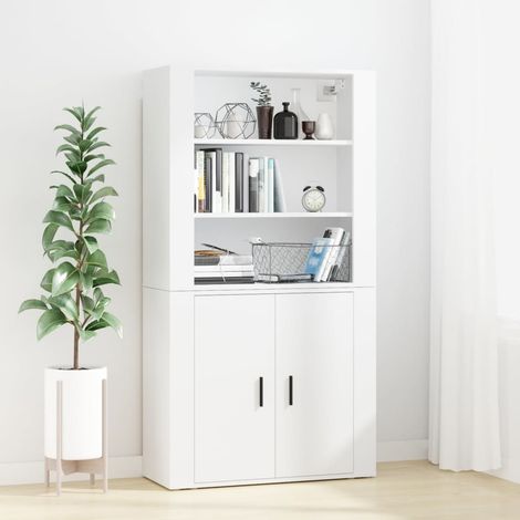 Buffet haut Meuble de rangement Commode Blanc Bois d'ingénierie 62068 (1/5)
