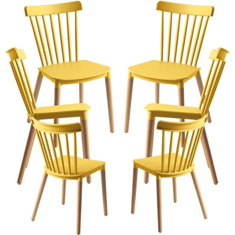 Packs Sillas Comedor - Pack 6 Sillas Leka - Amarillo (1/5)