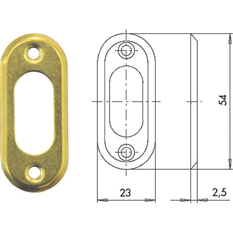 Bocchetta in ottone per cilindri ovali 06027 00 - mm.23x54, spessore mm.2,5 (06027000)