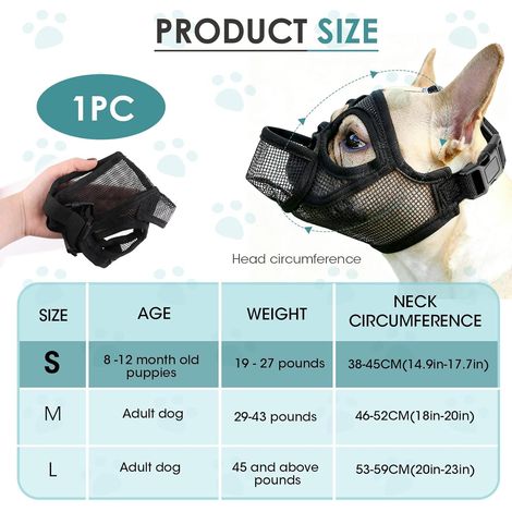Museliere Bouledogue Francais, Réglable Muselière Chien Respirant Masque Plate Museliere Petit Chiens Court Anti Morsure Mastication Léchage pour Shih Tzu Et Carlin, 5,4–12,2 Kg(S) (1/4)
