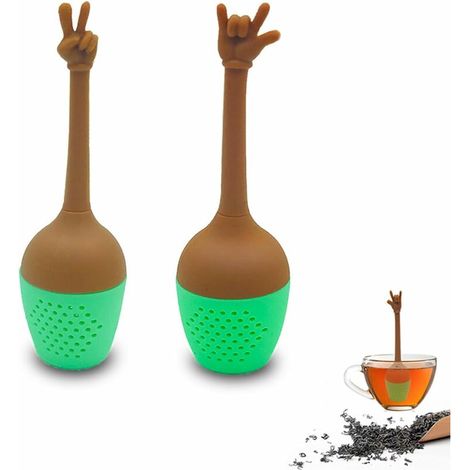 royaluxe - 2 Pièces Infuseur à thé en Silicone de Qualité Alimentaire, Filtre Diffusseur Passoire a thé Forme de Mains en Silicone à Alimentaire sans BPA, Postuler à pour Amateurs de Thé(Deux modèles (1/5)