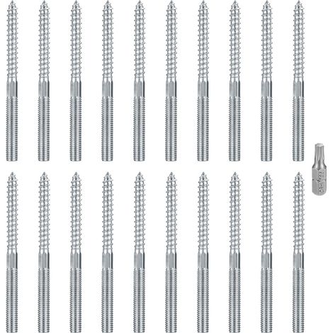 20 Pièces Boulons de Suspension Torx M8x100mm, Vis Double Filetage Bois (1/5)
