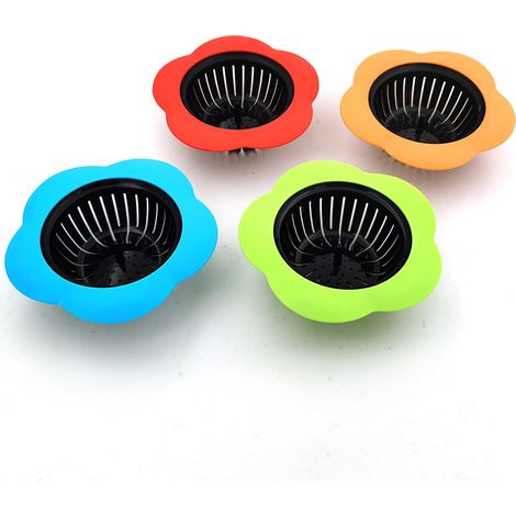 Lot de 4 crépines d'évier en plastique en forme de fleur, taille S, ZQKLA