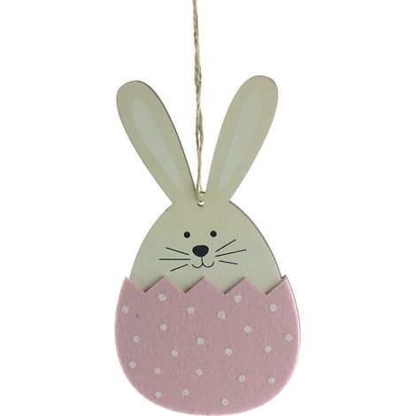 Riffelmacher Oster-Deko Hase Rosa im Ei 18 cm - Holz & Filz