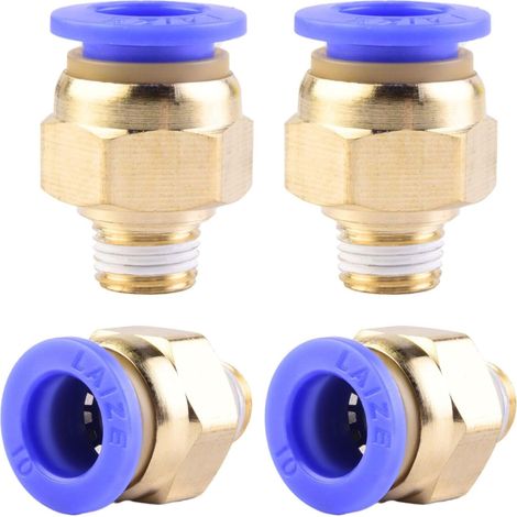 4 pièces 10 mm 1/2′′PT filetage extérieur droit Push to Connect Raccords de tube à emboîter pneumatique connecteur rapide PC PC10-1/8" (1/5)