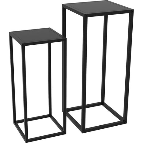 Set de 2 soportes para plantas de acero negro estilo escandinavo (1/5)