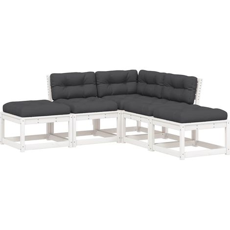 Maison Exclusive - 5-tlg. Garten-Sofagarnitur mit Kissen Weiß Mas