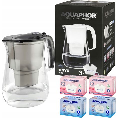 Jarra filtrante Aquaphor Onyx 4.2 negra con 2 filtros estándar y 2 filtros de magnesio. (1/5)