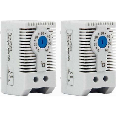 Lot de 2 KTS011 NO Normally Open réglable Mechanical température contrôleur Cabinet Thermostat Din Rail, Used pour Refroidissement (1/5)