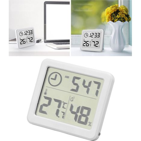 Termómetro digital de alta precisión con higrómetro, monitor de 4 estomas, pantalla LCD de 3,2 pulgadas, color blanco. (1/5)