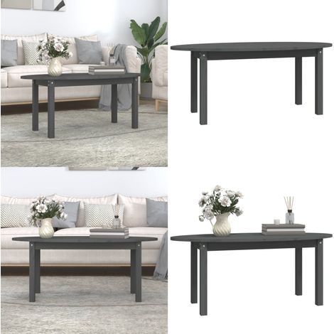 Table basse Gris 110x55x45 cm Bois massif de pin - Table Basse - Meuble Salon - Table D'appoint - Table Ronde - Bois Massif - Home & Living (1/5)
