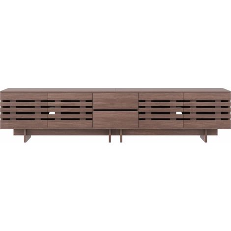 Mueble TV moderno de MDF y aglomerado color nogal, 200 x 39,5 x 55 cm, hasta 80" (1/5)