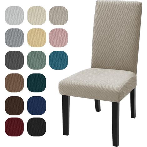 Stuhlhussen 6er Set, Stretch, Universal, Waschbar, Khaki (1/5)